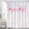1pc Floral Shower Curtain, Polyester Fabric, Washable, Unlined, All-Season,Woven Flower Theme Bathroom Decor
