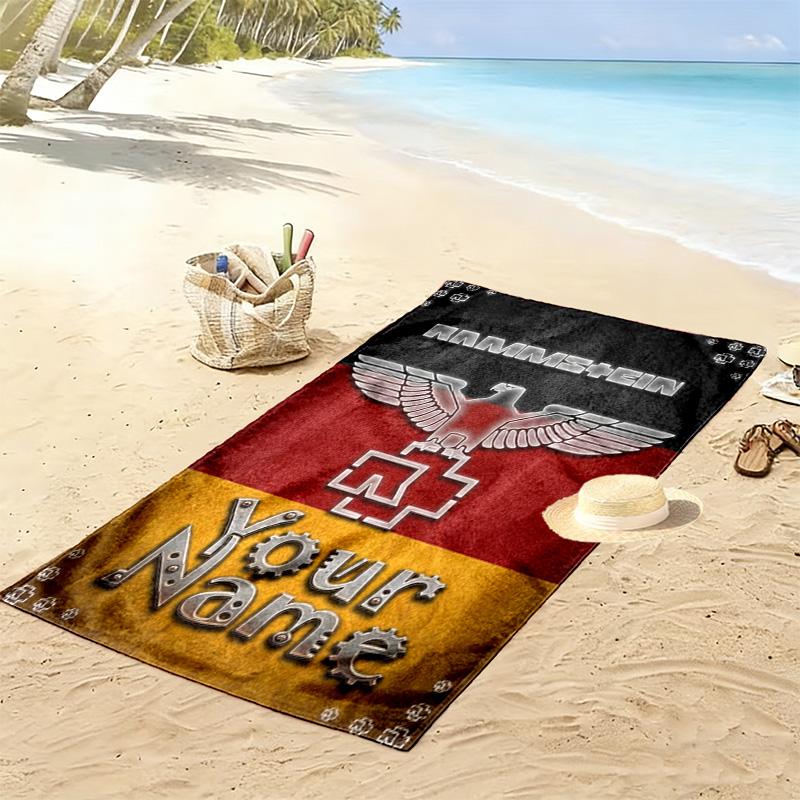 Name Custom German-language Band Print Beach Towel, Large Soft Quick Dry Towel for Beach Camping Swimming