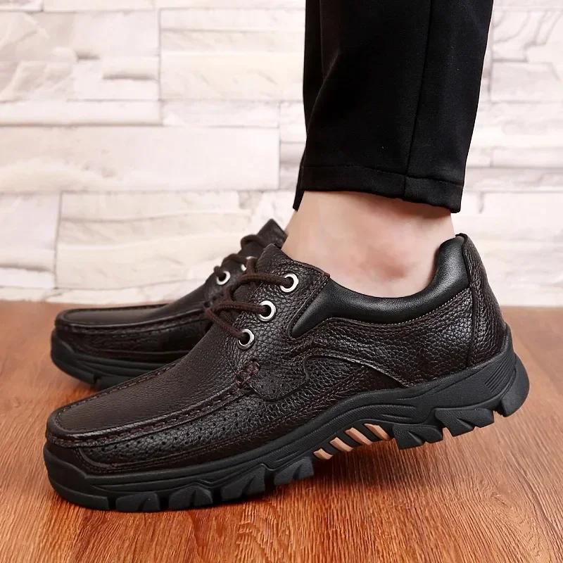 Мужская модная дышащая кожаная повседневная обувь — фото 3