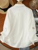 Women's Artistic Cartoon Embroidery Cotton Gauze Long Sleeve Shirt - Fresh & Soft Skin-Friendly Top