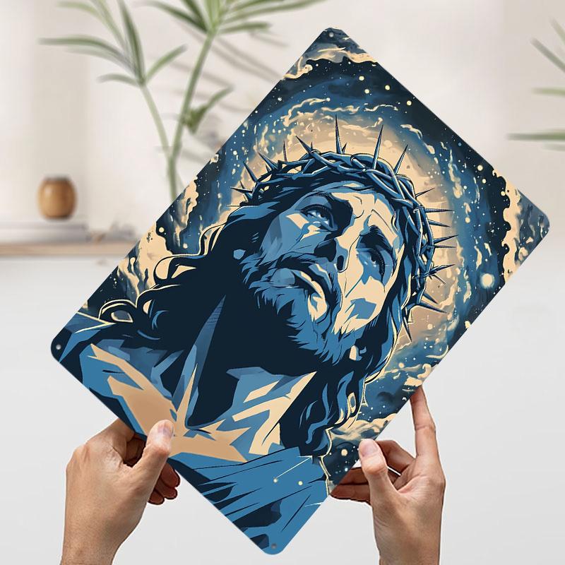 

Jesus Art Hued Divine Poster Customized Wall Art Vintage Metal Signs Retro Tin Plaque for Man Cave Home Decor Coffee Bar Items 20x30cm（7.8x11.8inch）