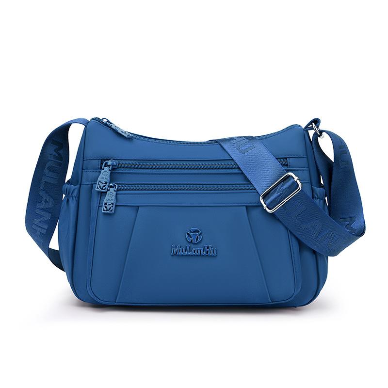 Leichte Nylon-Crossbody-Tasche mit mehreren Reißverschlussfächern, verstellbarer breiter Riemen, lässige Umhängetasche für Damen für den täglichen Gebrauch
