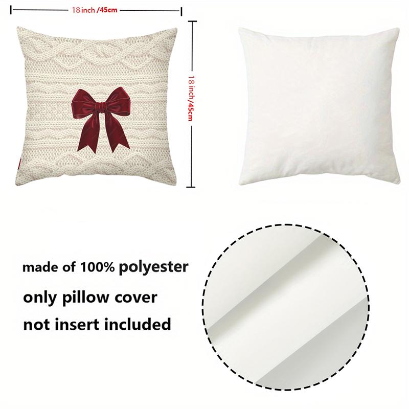 1 Pieces Knit Texture Pillow With Red Velvet Bow Polyester pillowcase, sofa decorative cushion cov Headboard Pillow