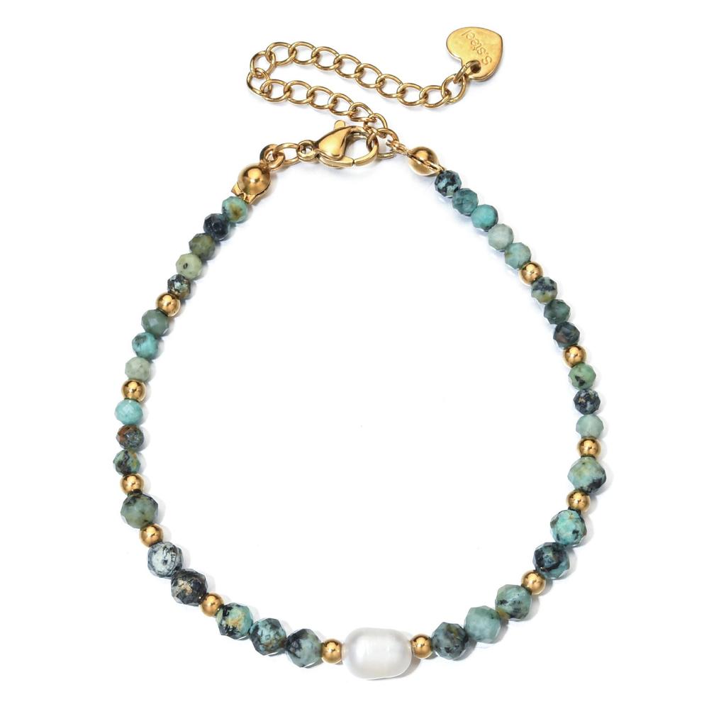 Versatile Titanium Steel & Natural Stone Pearl Bracelet - Retro Chinese Style for Women