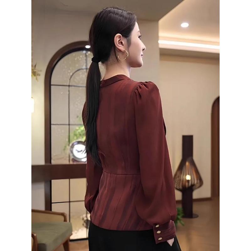 Shirts Women Spring New Light Luxury High-end Fashionable Red Tops with Design Temperament