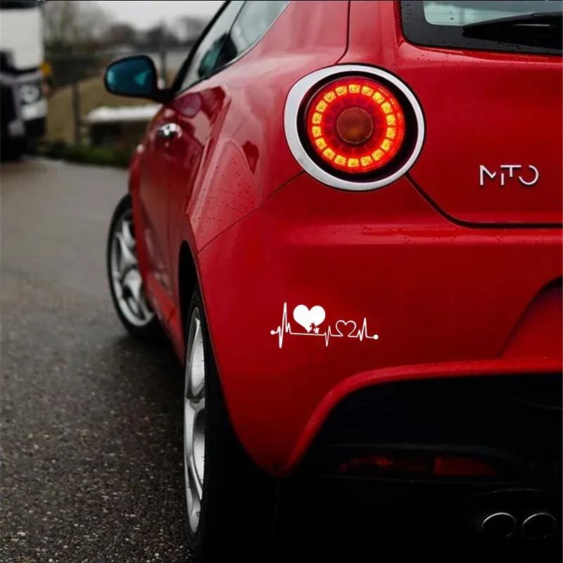 16x7cm Heartbeat Love EKG Car Sticker Auto Body Bumper Windows Motorcycle Laptop Walls Vinyl Film Decal Car Tuning Accessories