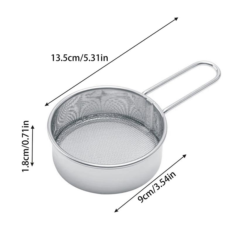 Stainless Flour Sieve Fine Mesh Strainer Baking Flour Sifter With Handle Handheld Coffee Powder Mesh Sieve Outdoor Tableware
