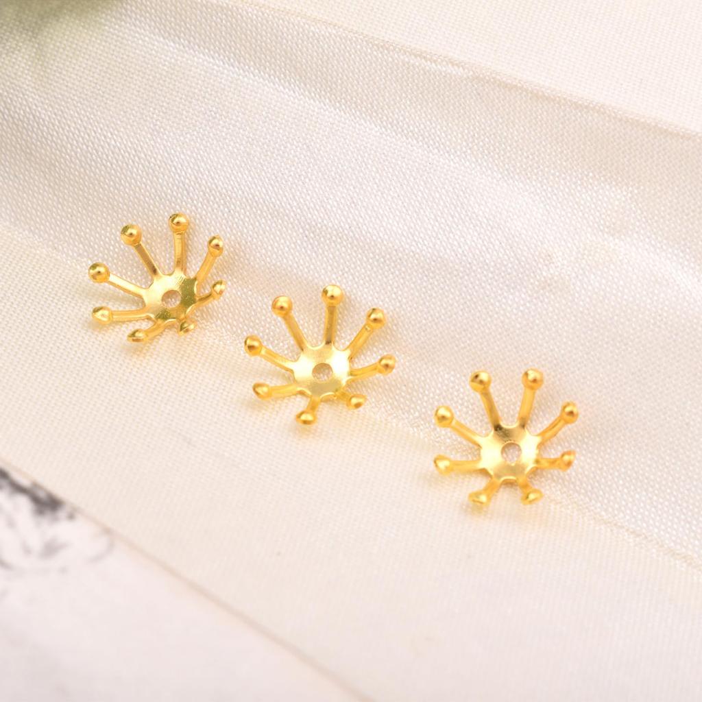 LEISURE CLUB Set of Outer Diameter Copper Flower Buds and Washers for Tsumami Zaiku Jewelry Metal Craft and DIY 100-Piece 9.5mm Pearl-Shaped Earrings,