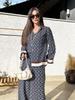 Women's Fashion Two-Piece Set: Long Sleeve Print Shirt and High Waist Pants