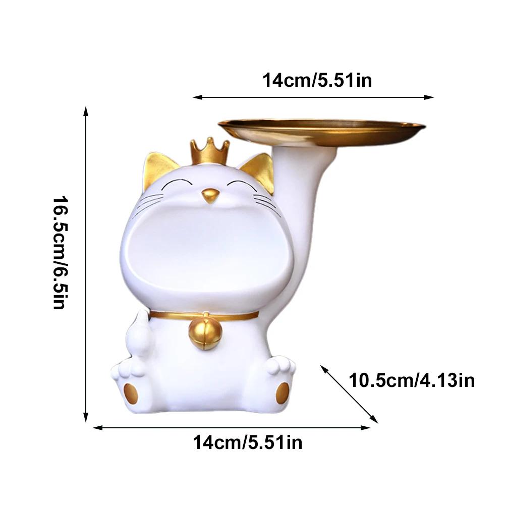 Geometric Shape Figurine Resin Statue Entrance Key Holder Cat Bear Tray Candy Lipstick Jewelry Sundries Storage Home Decoration