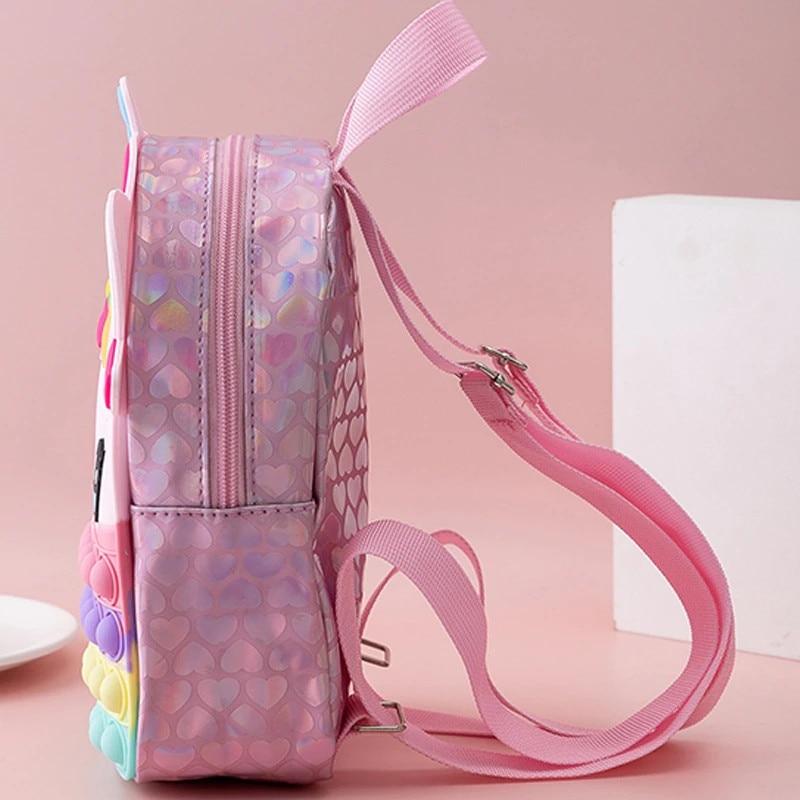 Geanta prescolara Silicone Unicorn 3D Model 21x17x8 cm Pink Kids Backpack Waterproof Durable