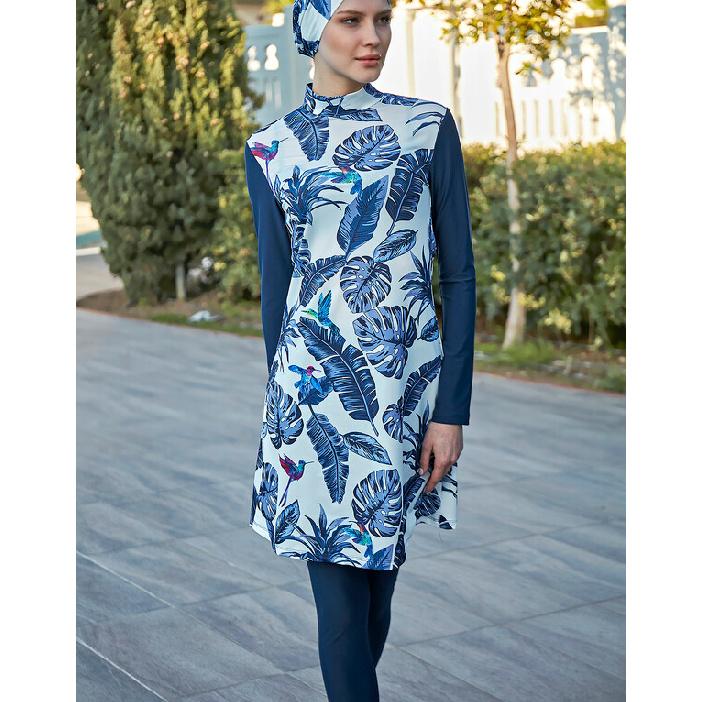 Swimsuit Women Set, Hijab Burki Set,Islamic Swimwear, Muslim Swimwear, Women Burkini,4 Pieces Set; Trousers, Tunic, Scarf, Bustier.