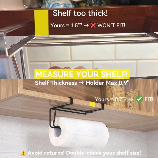 Bathroom Paper Towel Holder Strong Load-bearing Rust-Proof Simple Installation Over-Cabinet Door Roll Paper Holder