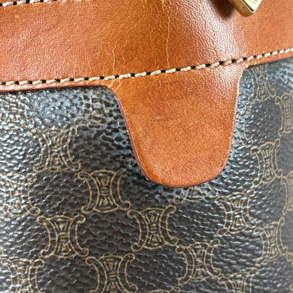 Celine Macadam Handbag Brown Women Mini Boston Used