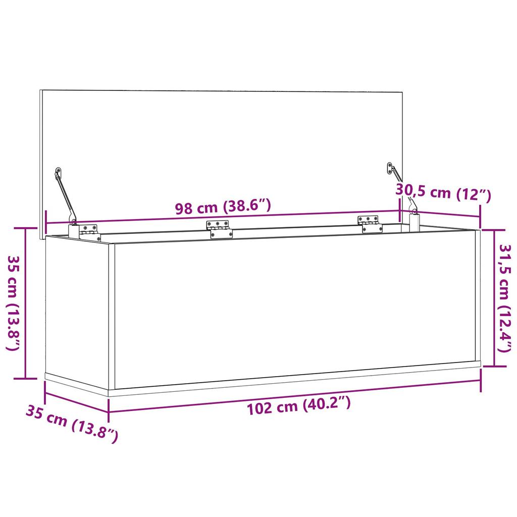 vidaXL Aufbewahrungsbox Artisan Eiche 102x35x35 Cm Aus Holzwerkstoff