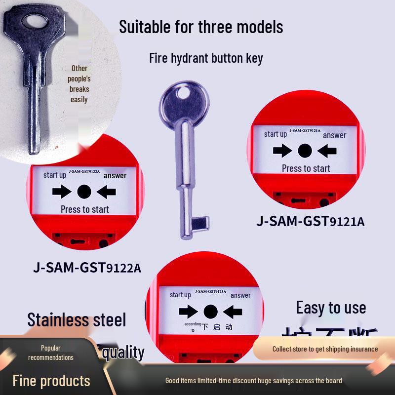 Fire Alarm Manual Reset Key for Emergency Button and Hydrant Call Point 2 Metal Keys Five-Day Pre-Tax