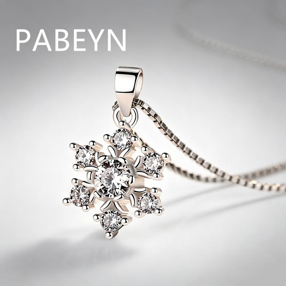 925 Sterling Silver Fashion Temperament Snowflake Zircon Pendant Necklace Birthday Party Anniversary Gift Ladies Jewelry