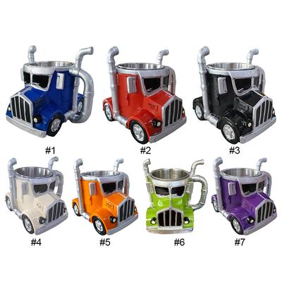 200-250ml Funny Semi-Truck Coffee Mugs Stainless Steel Drinkware Cups Handcrafted Water Bottle Resin Beer Mug for Novelty Gift