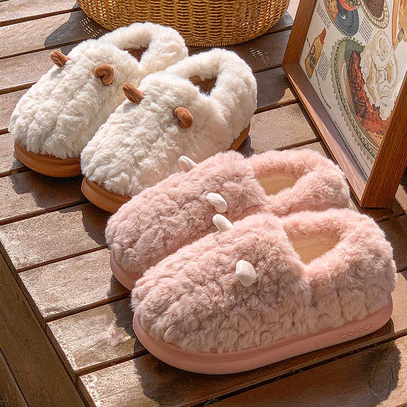 Cotton slippers women's autumn and winter new bags and indoor home home warmth couple plush cotton shoes men