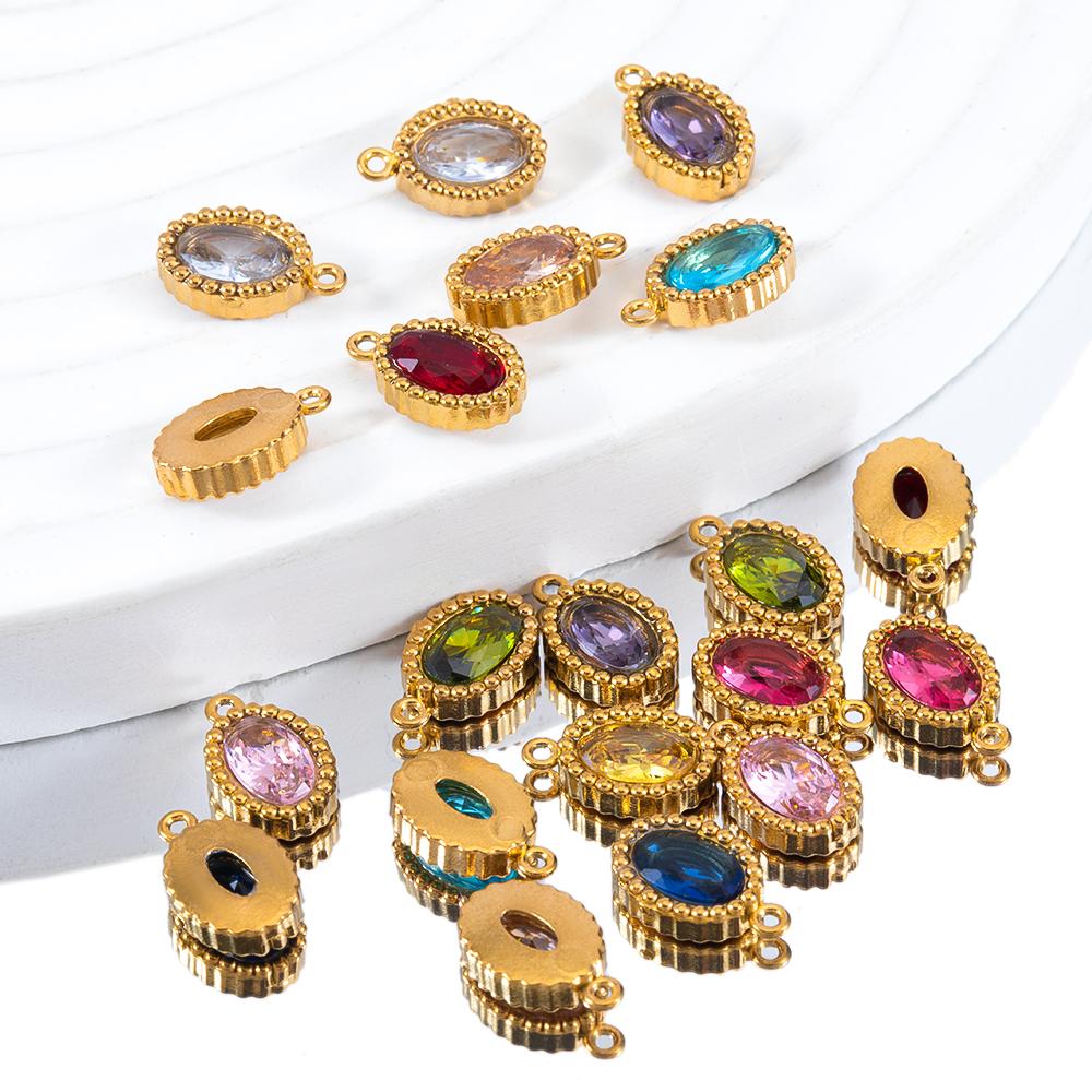 10pcs Shiny Crystal Waterdrop Charms Stainless Steel Colorful Oval Pendants for Necklace Earrings DIY Cloth Jewelry Making Bulk