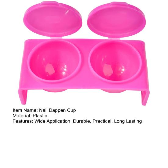 2Pcs Nail Dappen Dishes Dual Compartments Reusable Shatterproof Smooth Edge Wide Application Eco-friendly Plastic Nail Dual Cup Dampen Dish