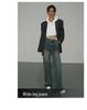 Rasaduffy Women's Retro Loose-Fit Grey Blazer - New Korean Style
