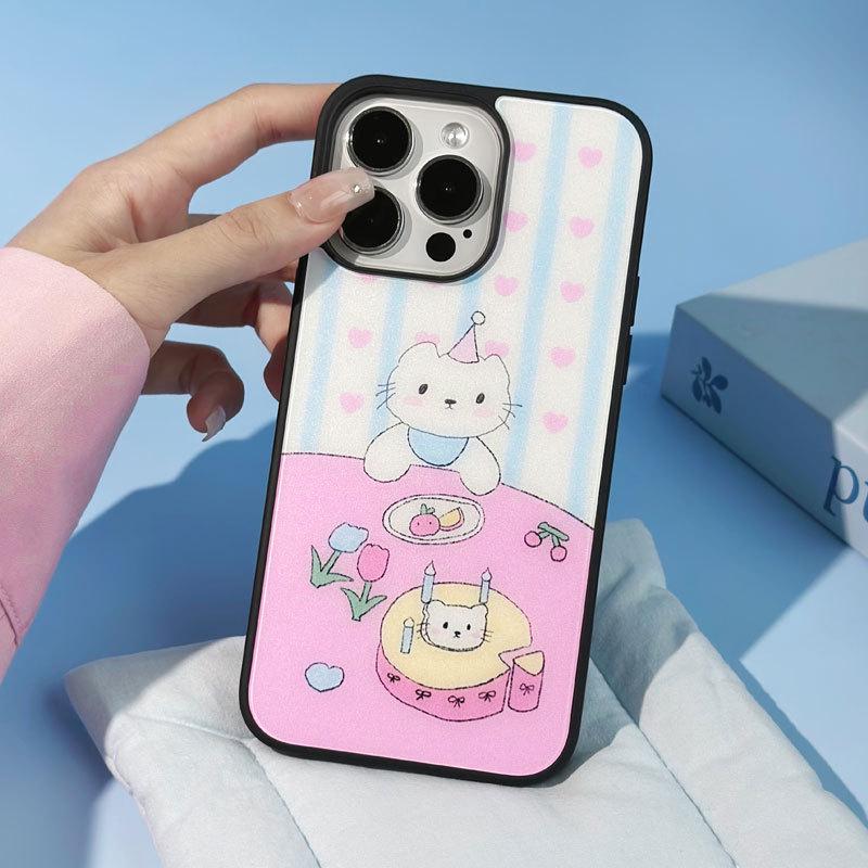 Funda Zhitai con Marco Negro Mate de Dibujos Animados para iPhone 16 Pro/14 Pro Max
