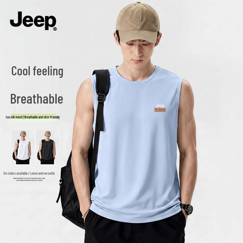 JEEP Men's Lightweight Ice Silk Sleeveless T-Shirt