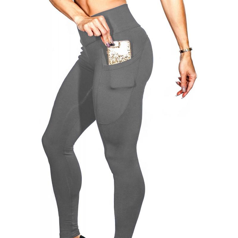 High-Waisted Yoga Leggings With Side Phone Pocket Running Workout Fitness Women