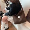 Women's Solid Color Imitation Sherpa Warm Plush Shoulder Bag with Inner Pocket Vintage Crossbody Handbag for Work & Travel KTY