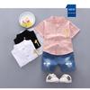 Korean Style Summer Cartoon Shirt & Denim Pants Set for Toddler Boys - 2 Pieces