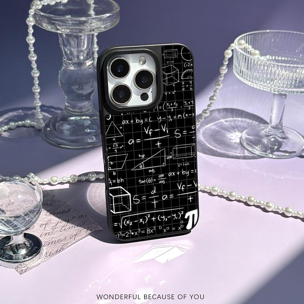 Cool Formula Equation Cool Pattern Phone Case for iPhone 17 16 E 15 14 13 12 Pro Max Sheepskin Silver-edged Protective Case