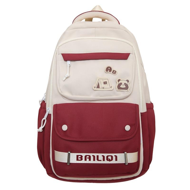

Цветной школьный рюкзак для девочек, рюкзак для учащихся средней школы, рюкзак большой емкости для женщин красный