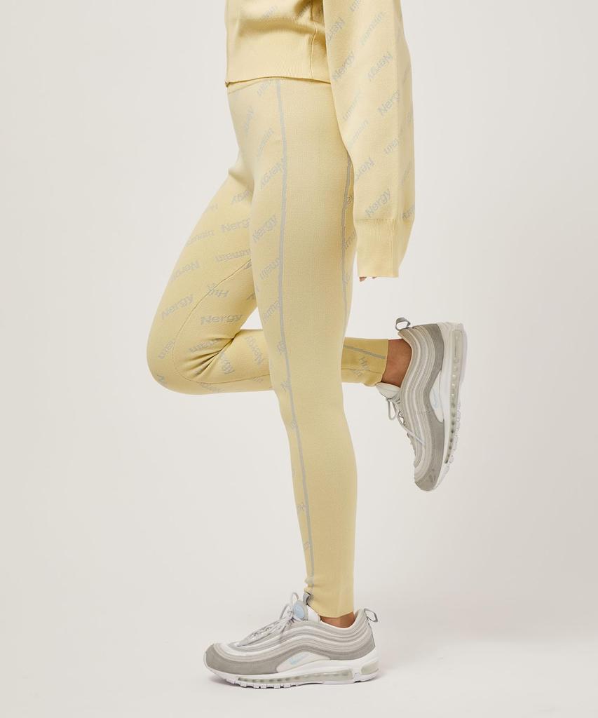 Nergy UV Jacquard Knit Yellow Women's Leggings, NJS33110, (80)