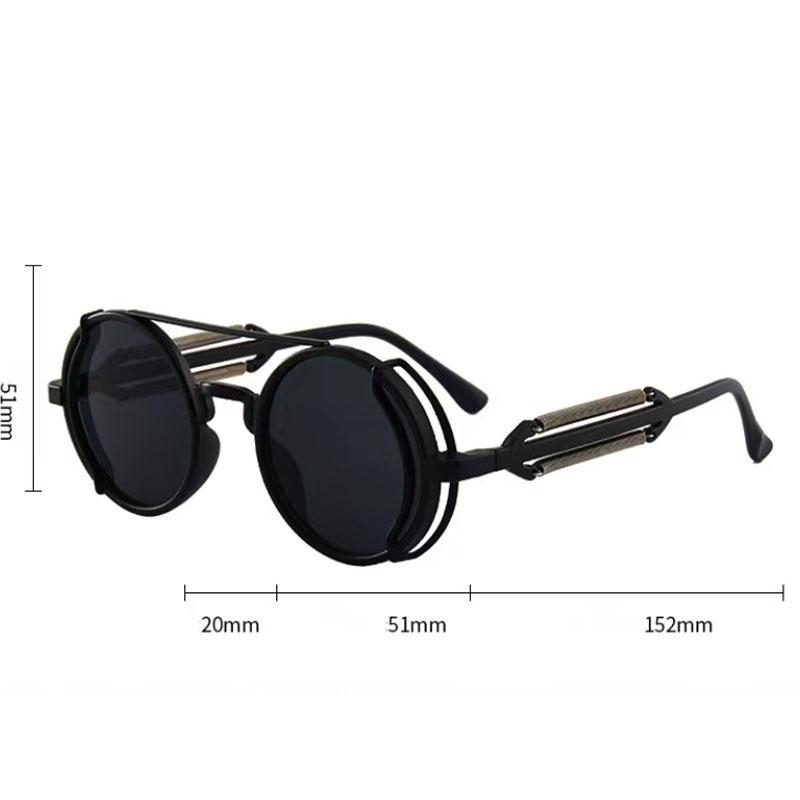 New Punk Small Frame Circle Sunglasses Men'S Hollow Out Mirror Legs Are Fashion Sun Glasses Women Street Shooting Eyewear Uv400