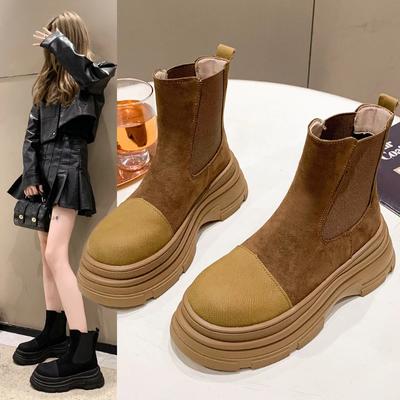 Fashion Fashion Versatile Solid Color Women's Boots Thick Sole Round Toe Ankle Boots Women's Fur Punk Goth Shoes