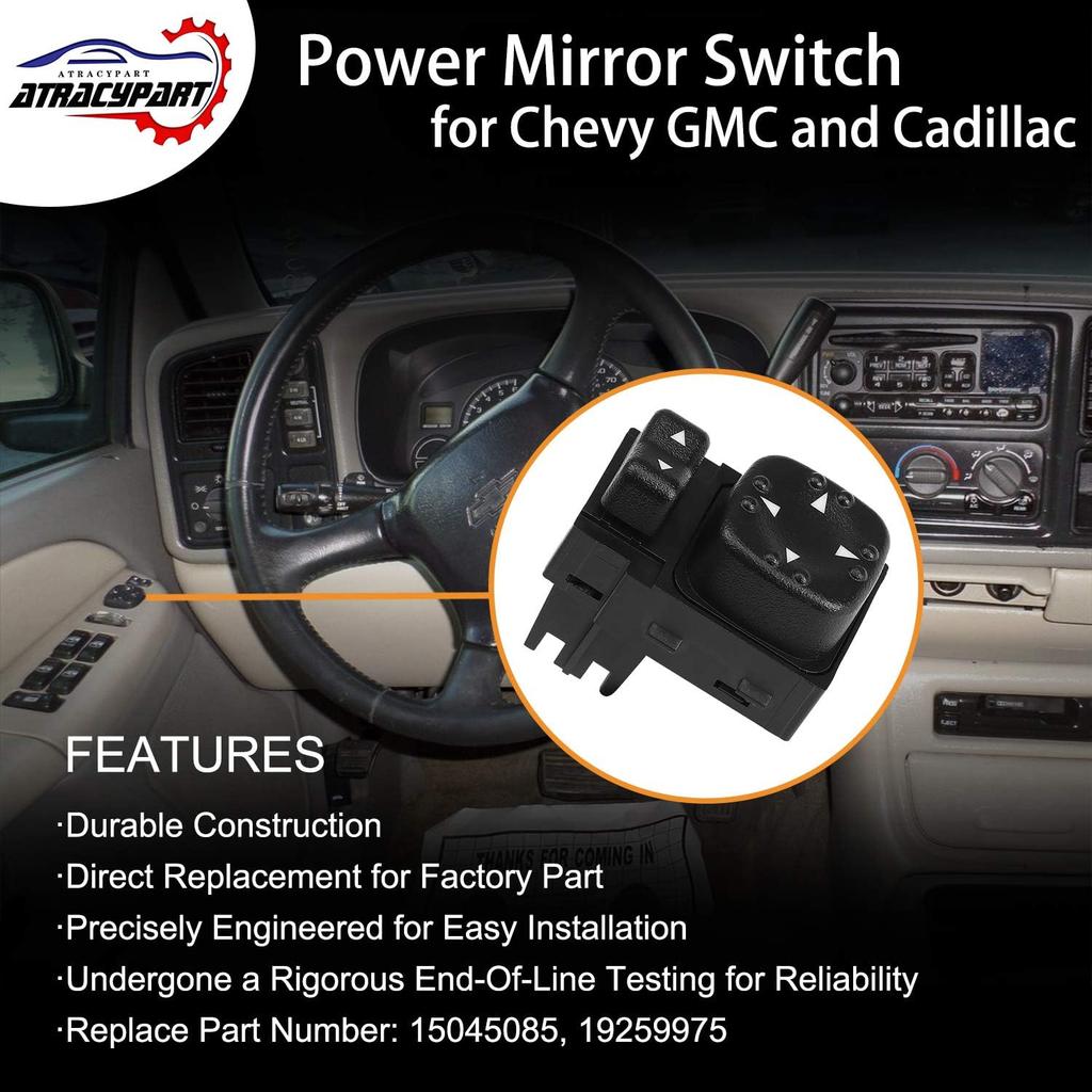 901124 Power Mirror Switch Front Driver Side - Compatible With 2000 2001 2002 Chevrolet Silverado 1500 2500 Tahoe Suburban,GMC Yukon Sierra Replaces