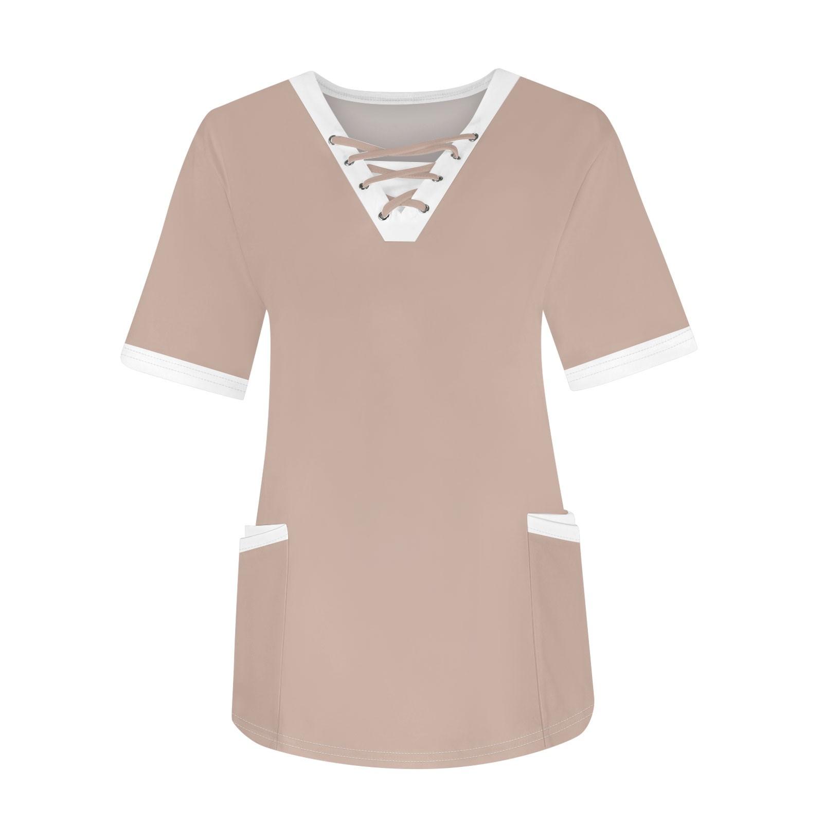 

Женская модная рабочая одежда с v-образным вырезом, короткими рукавами, завязками и карманами, топы соответствующего цвета и защитная одежда XL хаки