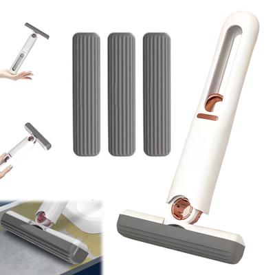 Portable Self-Squeeze Mini Mop Quick Cleaning Telescopic Hands-Free Sponge Squeegee Strong Absorbent