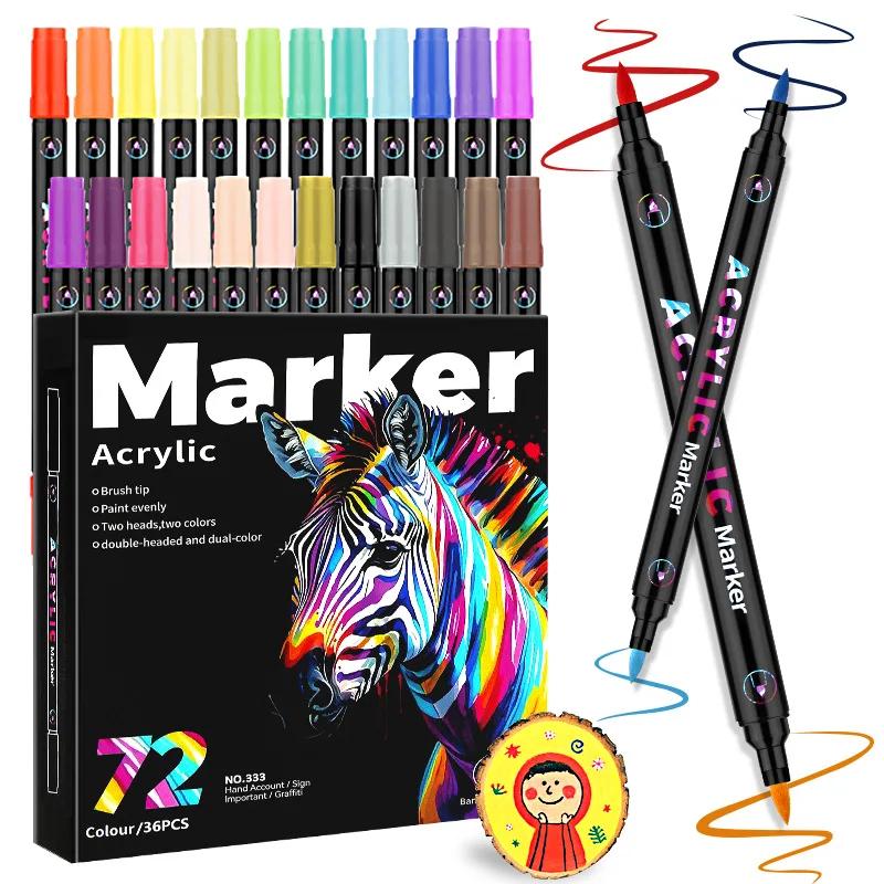 24/48/72 color Double-head Different Color Acrylic Children's Special Drawing Quick-drying  Non-fading  Stackable  Markers