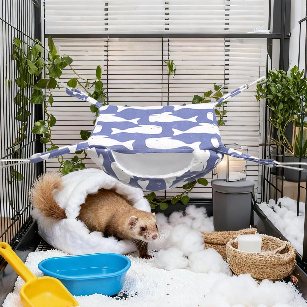 Small Animal Hammock Soft Adjustable Swing Winter Ferret Bed Metal Hooks For Small Animal Pet Squirrel Chinchilla Gerbil