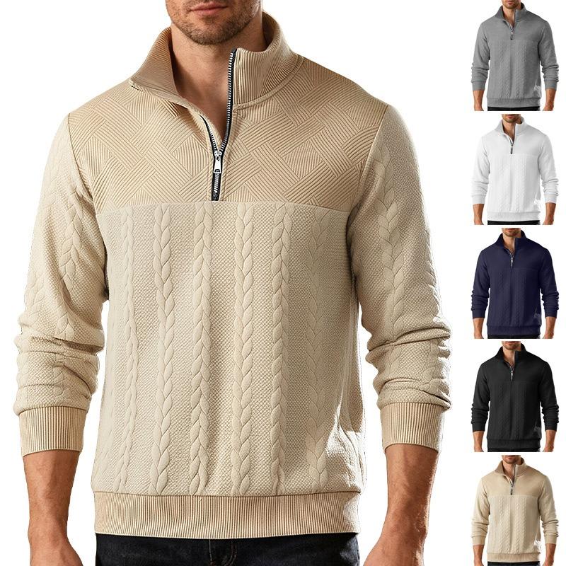 Men S Casual Vintage Half Zip Knit Sweater Loose Fit Long Sleeve Pullover