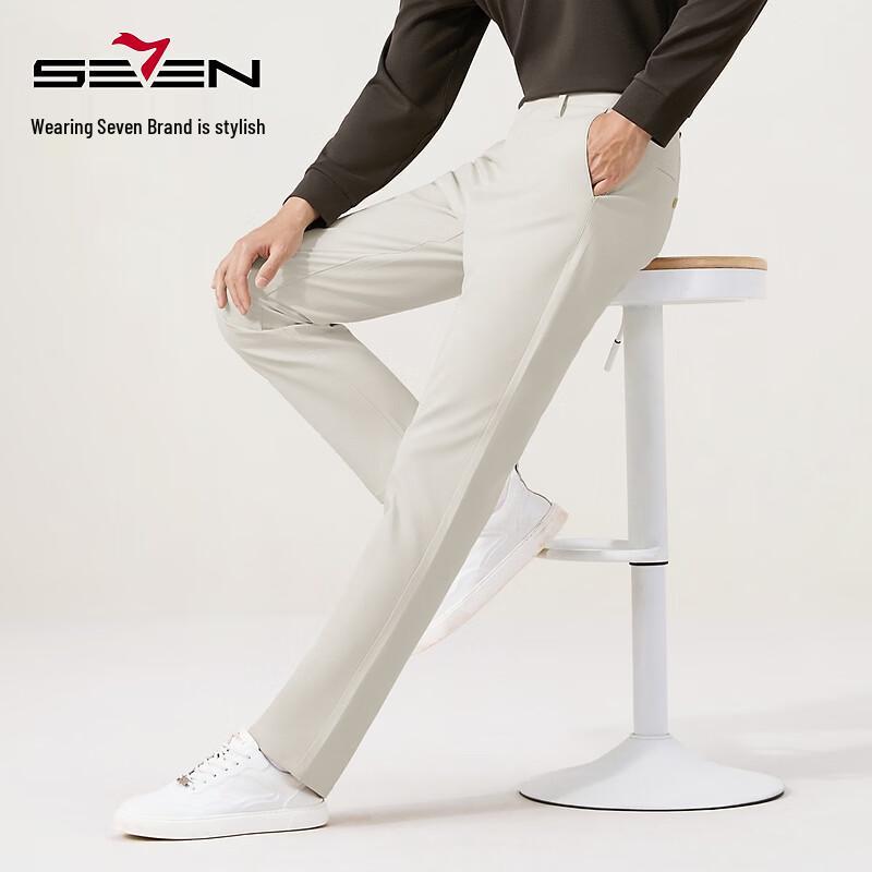 Seven Men's Wrinkle-Resistant Straight-Leg Casual Trousers