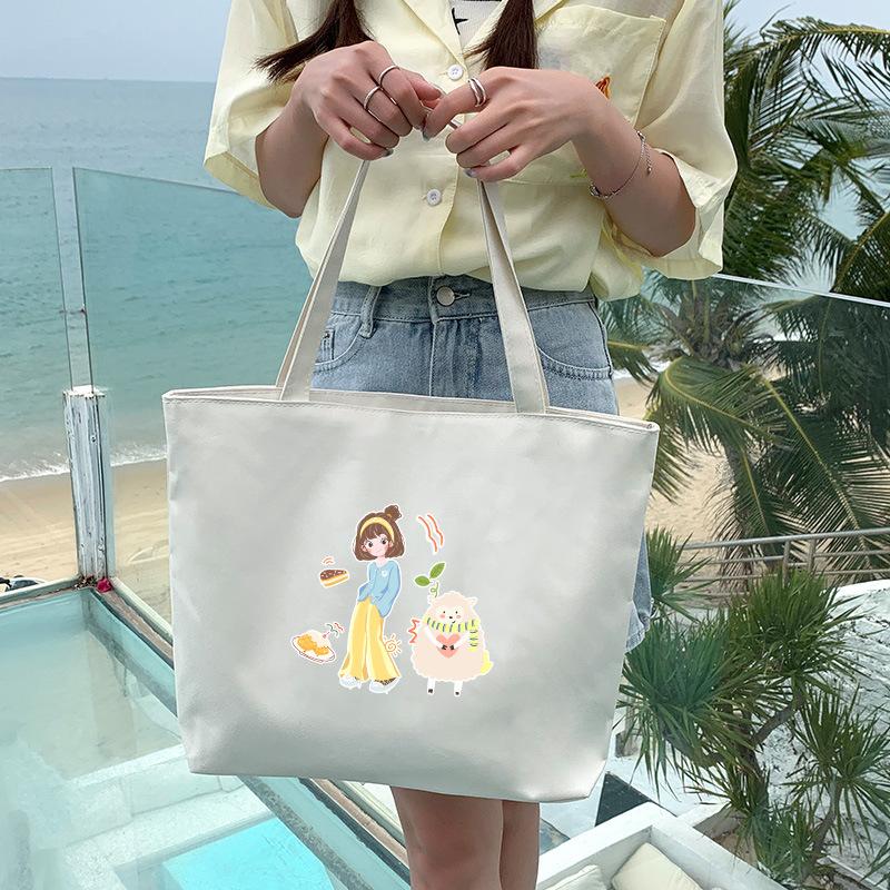 Canvas Bag Women'S Shoulder Handbag Student Tote Bag Large Capacity Hand Carry Canvas Bag