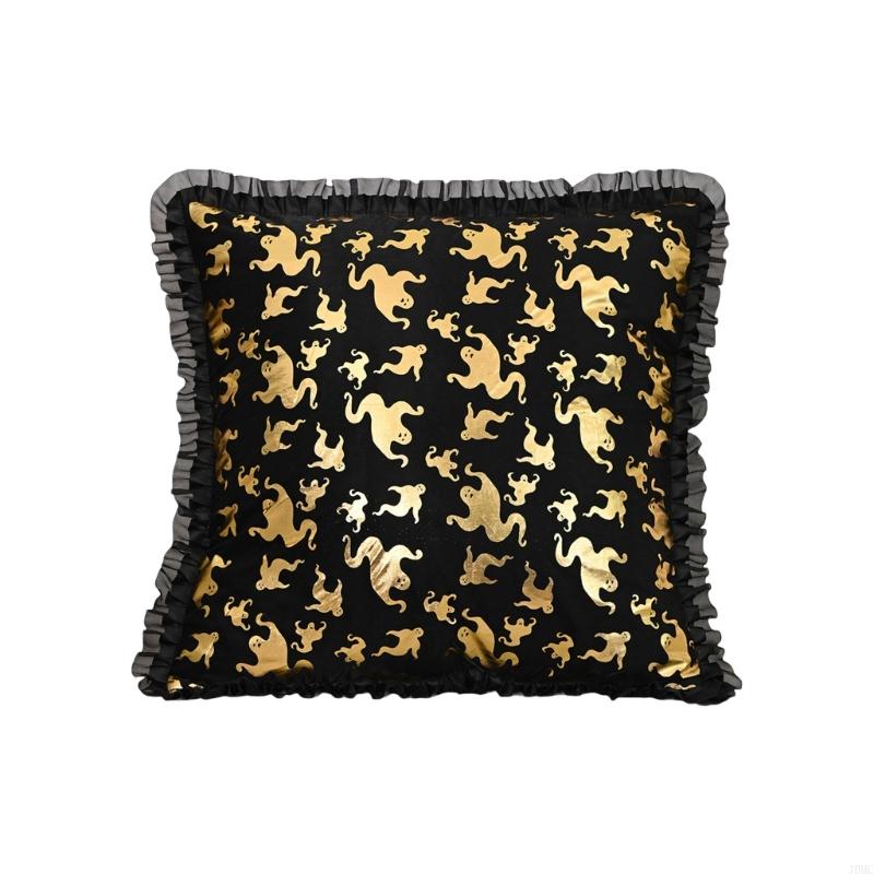 Decorative Mesh Cushion Cover Halloweens Theme Bat Specters Polyester Materials J0MC
