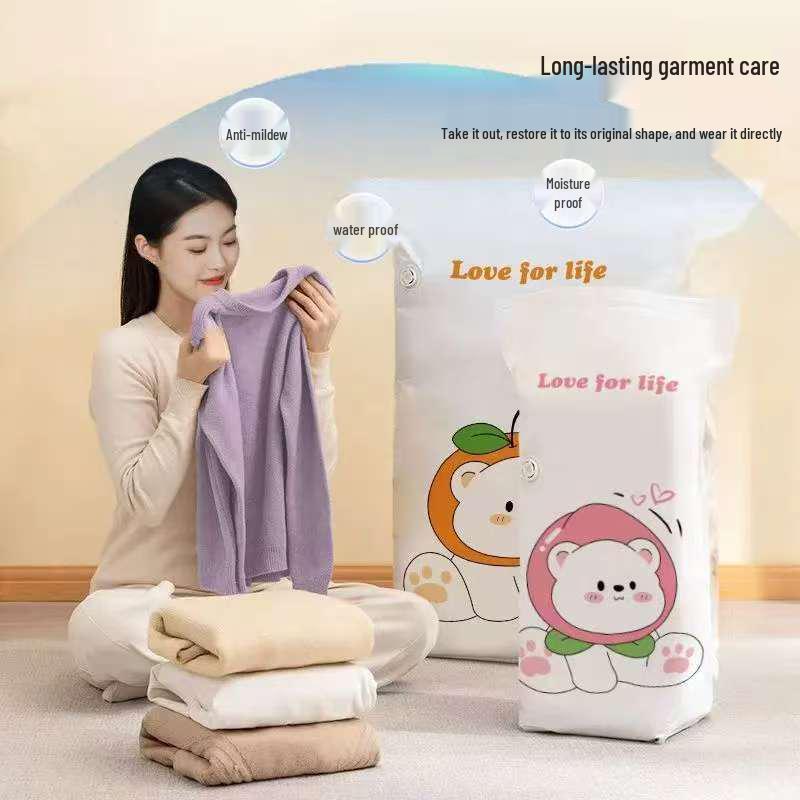 Vacuum Compression Storage Bags for Quilts & Clothes, No Pump Needed, Large Capacity, 3D Automatic Exhaust.