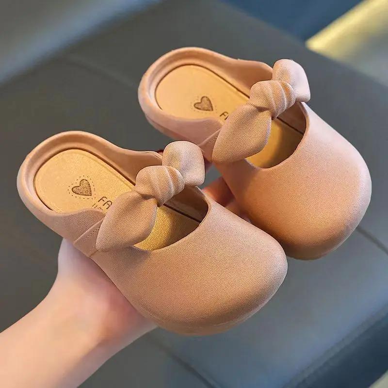 

Children Slippers Children s Cute Bao Toe Shoes Wear Flat House Bow-tie Shoes Girls Shoes Slippers Kids House Slippers 24-25Inner Leng150cm хакі