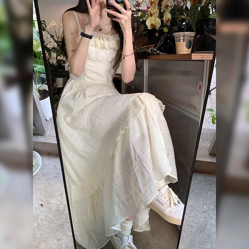 Summer 2026 New Women's Small White Dress Suspender Dress Long Dress Small French Fairy