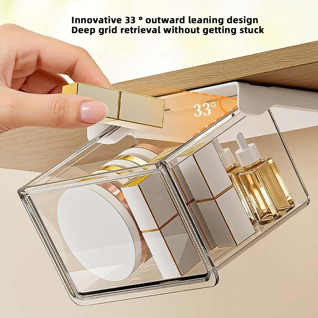 Transparente Schubladen-Aufbewahrungsbox Ausziehbarer Organizer-Koffer für unter den Spiegel Badezimmer Baumwollstäbchen Make-up-Halter