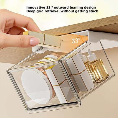 Transparente Schubladen-Aufbewahrungsbox Ausziehbarer Organizer-Koffer für unter den Spiegel Badezimmer Baumwollstäbchen Make-up-Halter